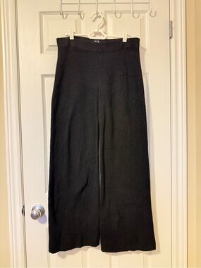 GAP - Jet Black Ribbed Wide-Leg High-Waisted Knit Pants